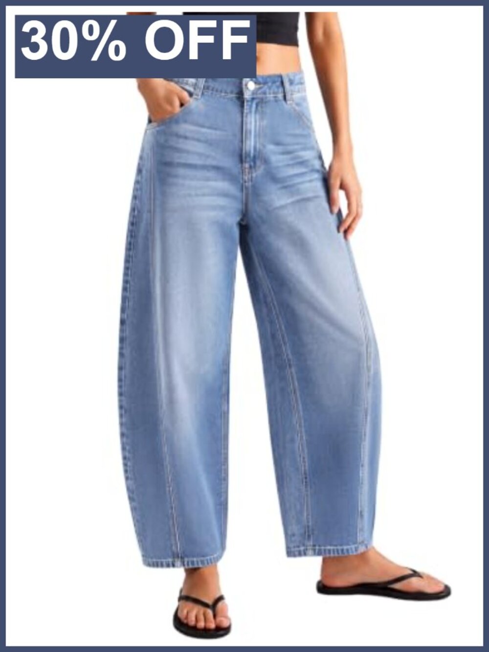 Baggy Barrel Leg Jeans Mid Rise Wide Leg Denim Ankle Pants